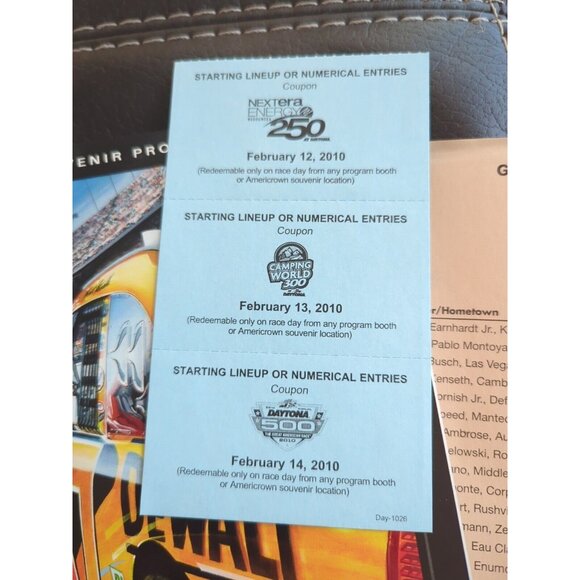 2010 Daytona 500 and Speedweeks Nascar Program 52nd Annual Race 2 Coupons MRN - Picture 2 of 6